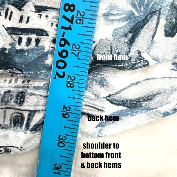 100% Linen Women's 1X Amalfi Coast AOP Coastal Beachy Vacation Top Resort Wear - Picture 6 of 6